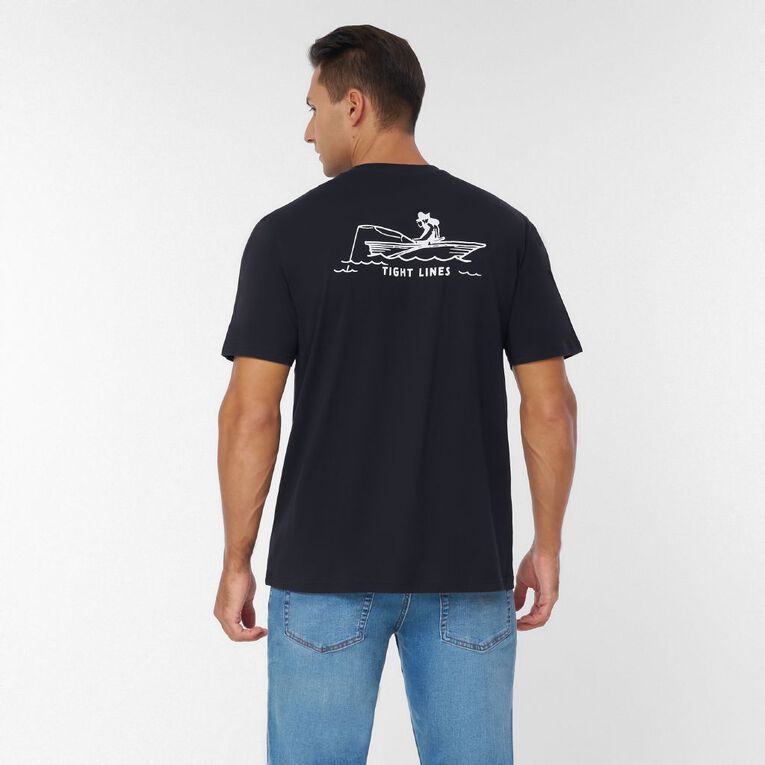 H&H Men's Regular Fit Printed Tee, Navy, hi-res