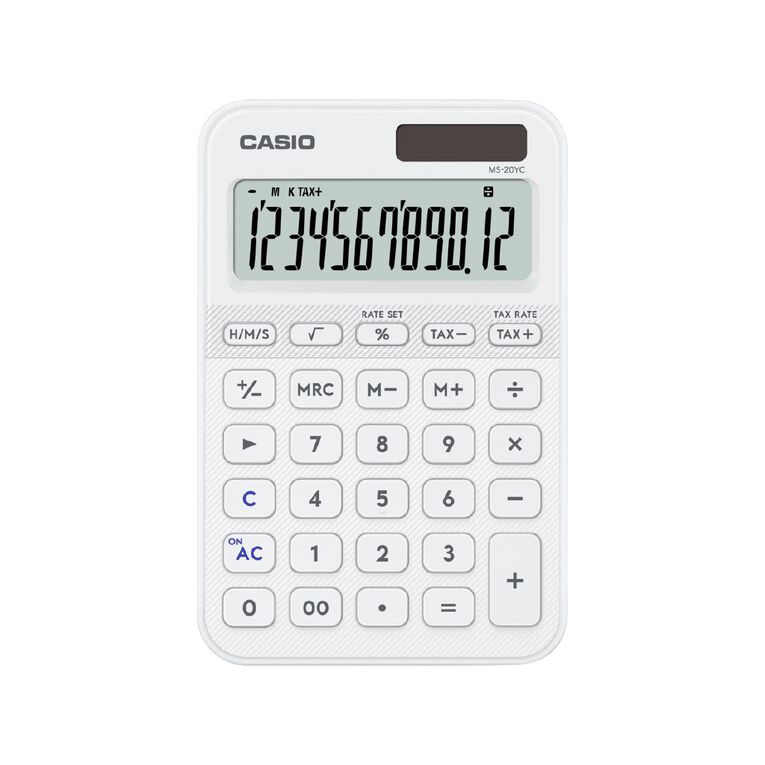 Casio MS20YCWE Desktop 12 Digit Calculator White, , hi-res