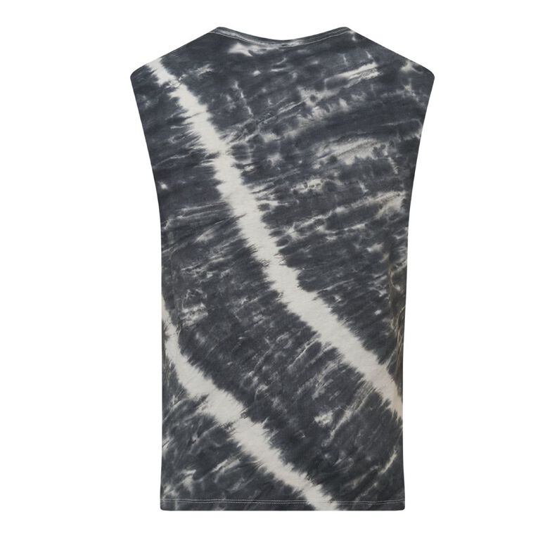 Garage Men's Acid Wash Muscle Singlet, Black, hi-res