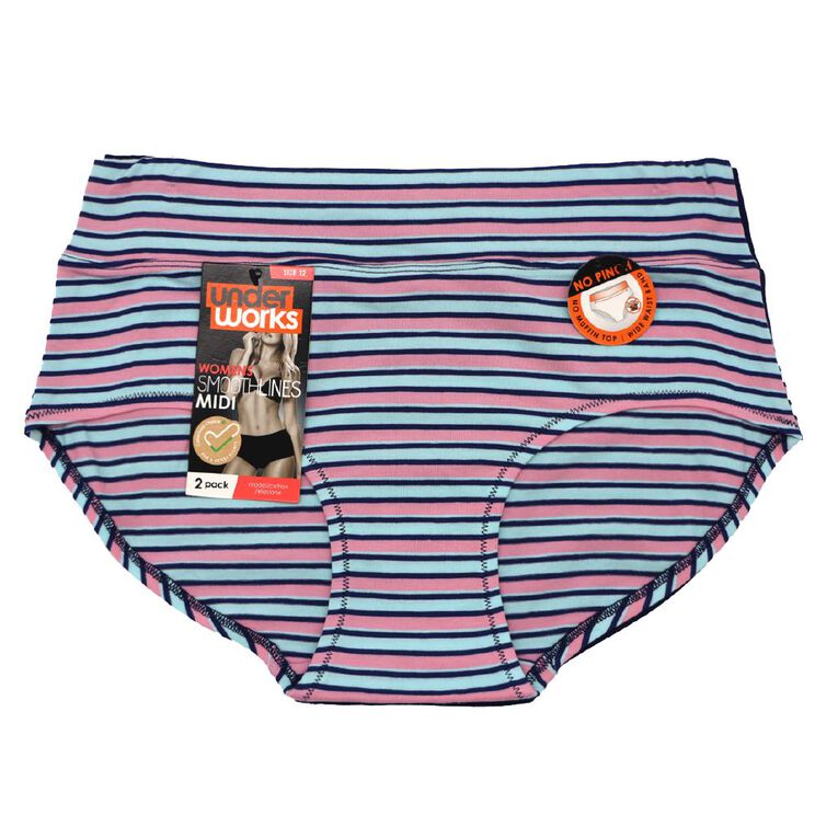 Underworks Women's Midi Briefs 2 Pack Navy The Warehouse