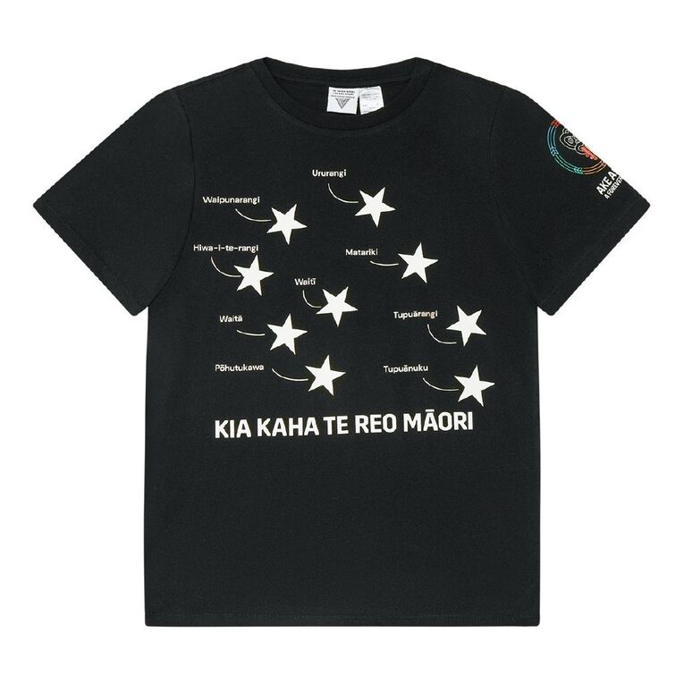 MLC Kids' Matariki Glow In The Dark Tee, Black, hi-res