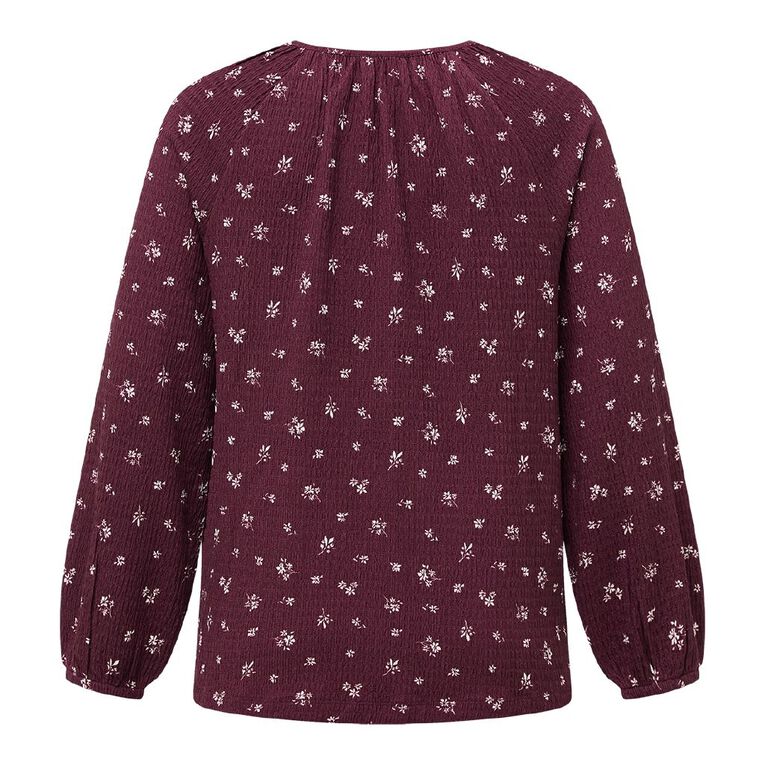 H&H Women's V Neck Gathered Top, Red Dark, hi-res