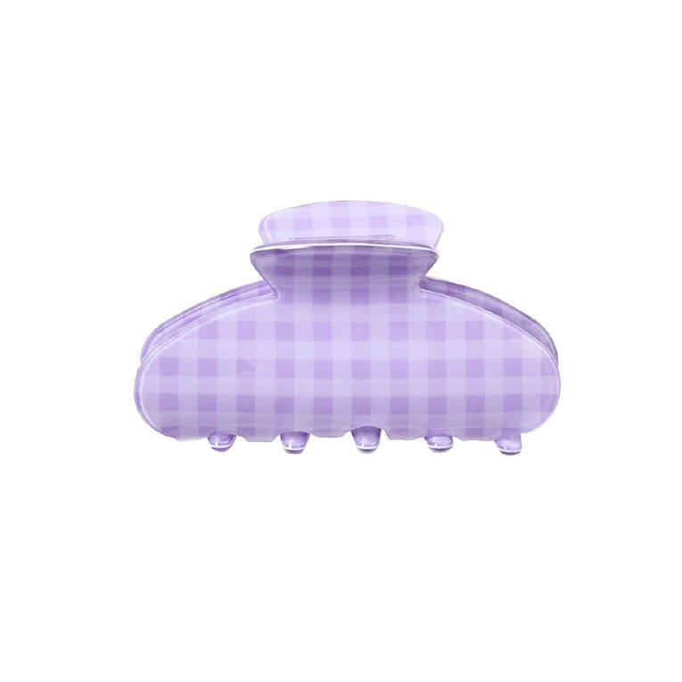 Poppi Claw Clip Gingham Purple Mid, , hi-res