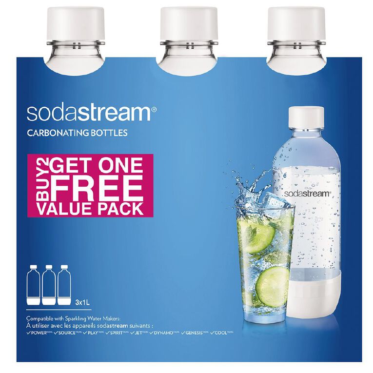 Sodastream Carbonating Bottle 2+1 Pack 1 Litre White White The Warehouse