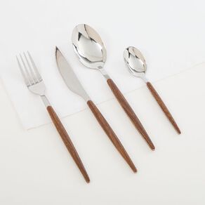 Living & Co Monaco Wooden Inlay Cutlery Set Ivory 16 Piece