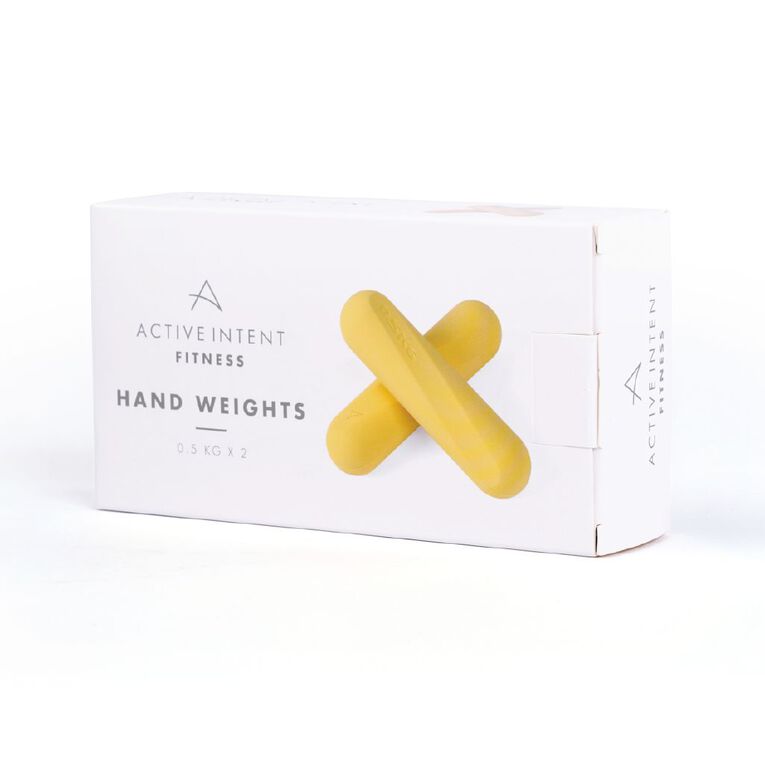 Active Intent Fitness Silicone Hand Weights 0.5kg Yellow 2 Pack, , hi-res