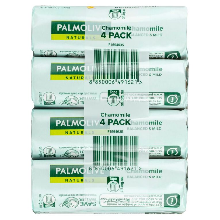 Palmolive Naturals Chamomile Balanced & Mild Soap 90g 4 Pack White, , hi-res