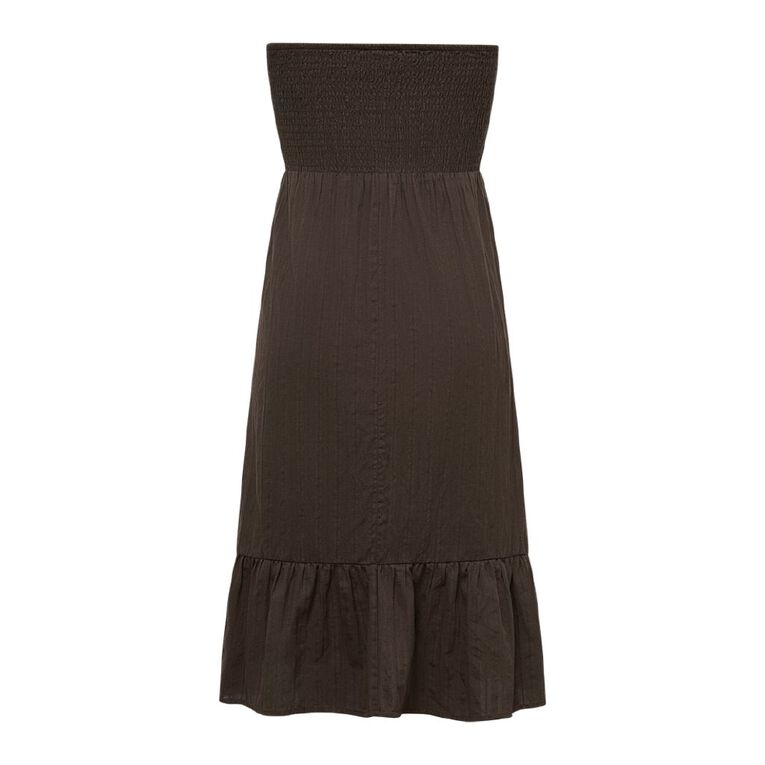 H&H Women's Shirred Waist Dobby Maxi, Brown Dark, hi-res