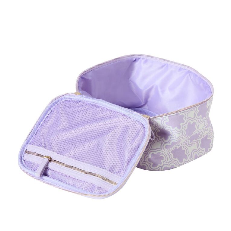 Poppi Large PU Toiletry Bag Purple Print, , hi-res