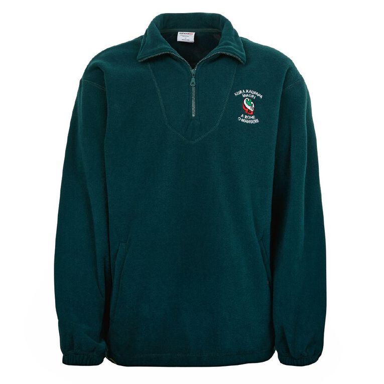 Schooltex TKKM O Mangere Polar Fleece Top with Embroidery, Bottle Green, hi-res