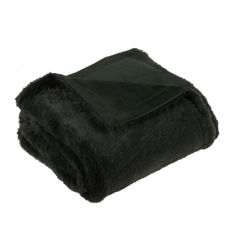 Living & Co Throw Faux Fur Bunny Green 127cm x 152cm, , hi-res