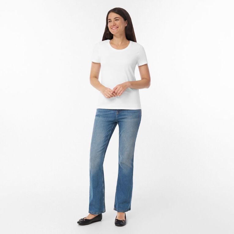H&H Women's Short Sleeve Stretch Scoop Neck Tee, White, hi-res