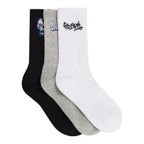 H&H Boys' Mixed Sport Crew Socks 3 Pack