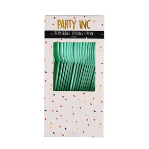 Party Inc Reuseable Spoons Green 20 Pack