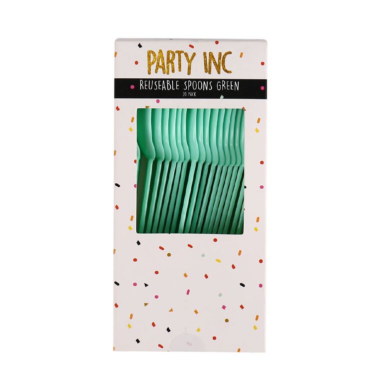 Party Inc Reuseable Spoons Green 20 Pack, , hi-res