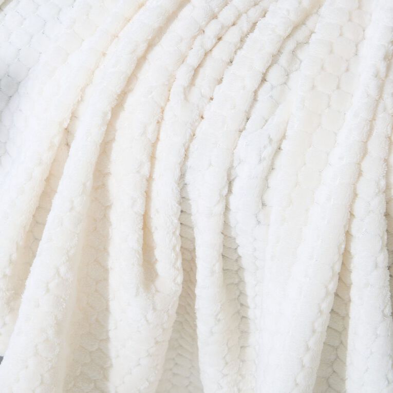 Living & Co Throw Honeycomb Cream 127cm x 152cm, , hi-res