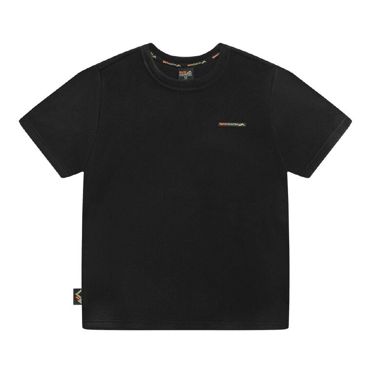 Back Country Kids' Short Sleeve Fleece Tee, Black, hi-res