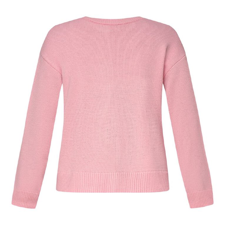H&H Women's Chunky Button Crew Cardigan, Pink Light, hi-res