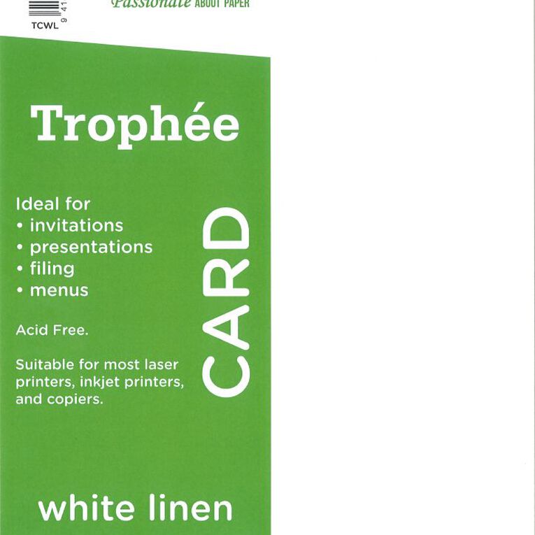 Trophee Card 160gsm Linen White A4 15 Pack, , hi-res