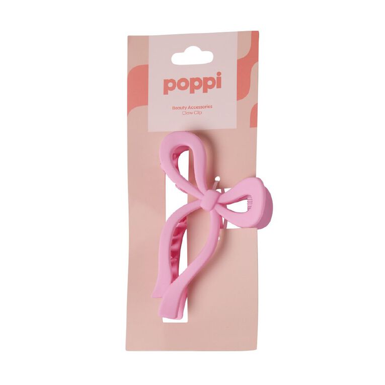 Poppi Bow Claw Clip Pink, , hi-res