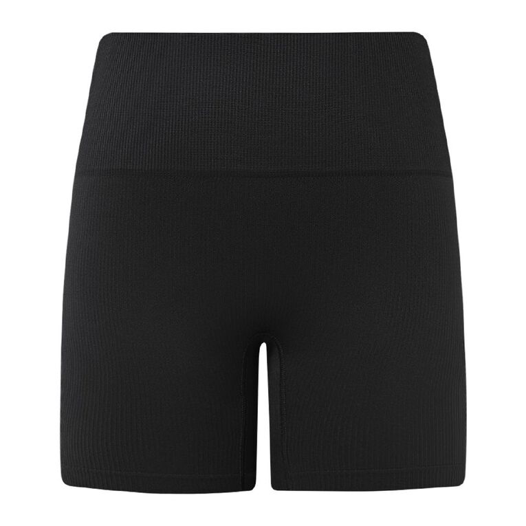 Active Intent Women's Seamless Rib Shorts, Black, hi-res