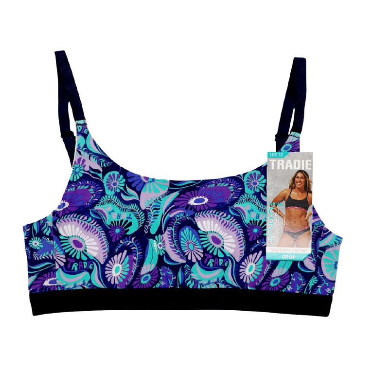 Tradie Women's Comfort Crop, Blue Tradie Women's Comfort Crop, Blue, hi-res
