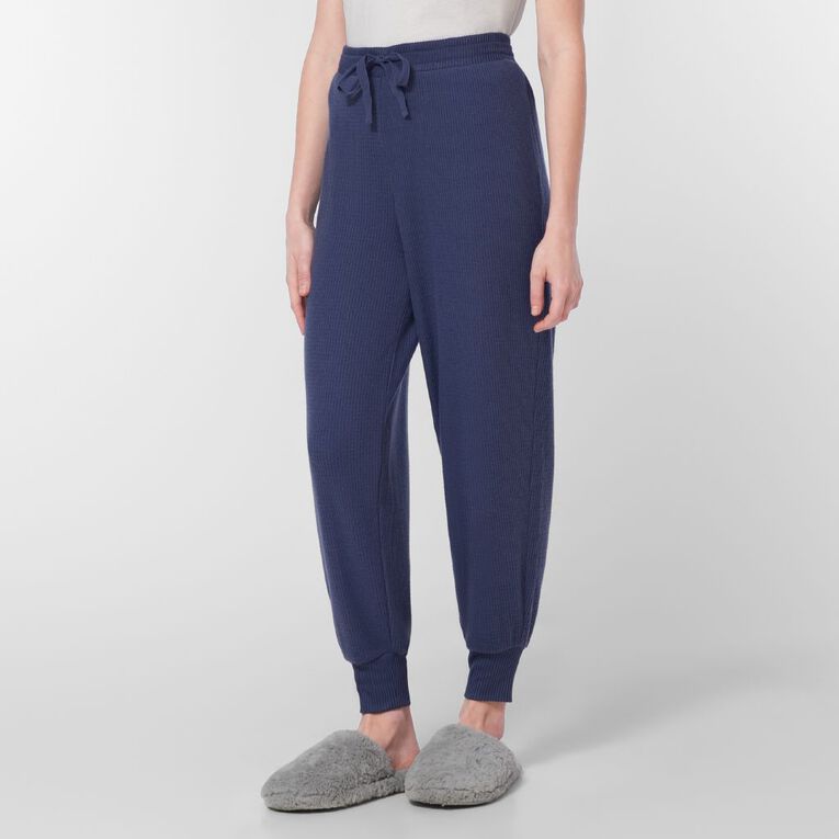 H&H Women's Soft Touch Waffle Pyjama Pants, Blue Dark, hi-res