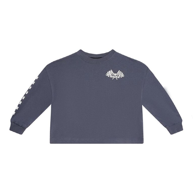 Young Original Toddler Boys' Long Sleeve Cuffed Print Tee, Grey Dark, hi-res