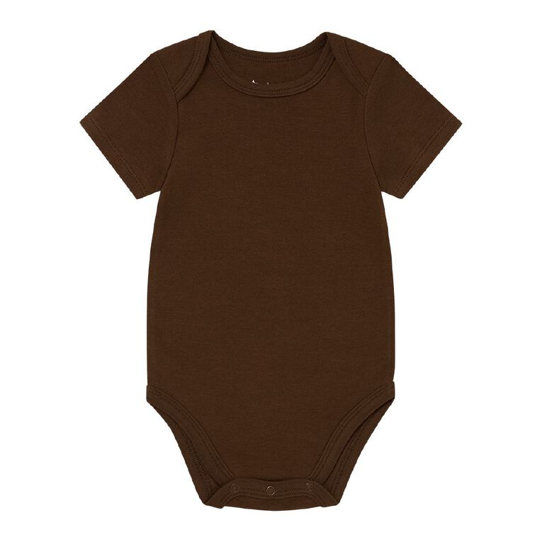 Young Original Babies' Short Sleeve Printed Bodysuit 3 Pack, Brown Mid DOGS, hi-res