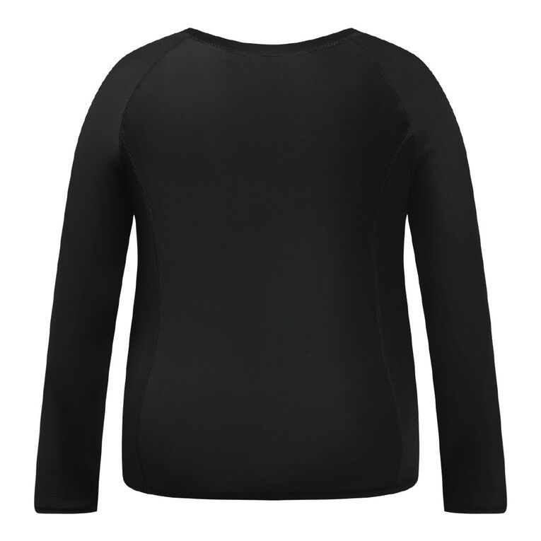 H&H Curve Women's Curve Size Long Sleeve Rash Top, Black, hi-res
