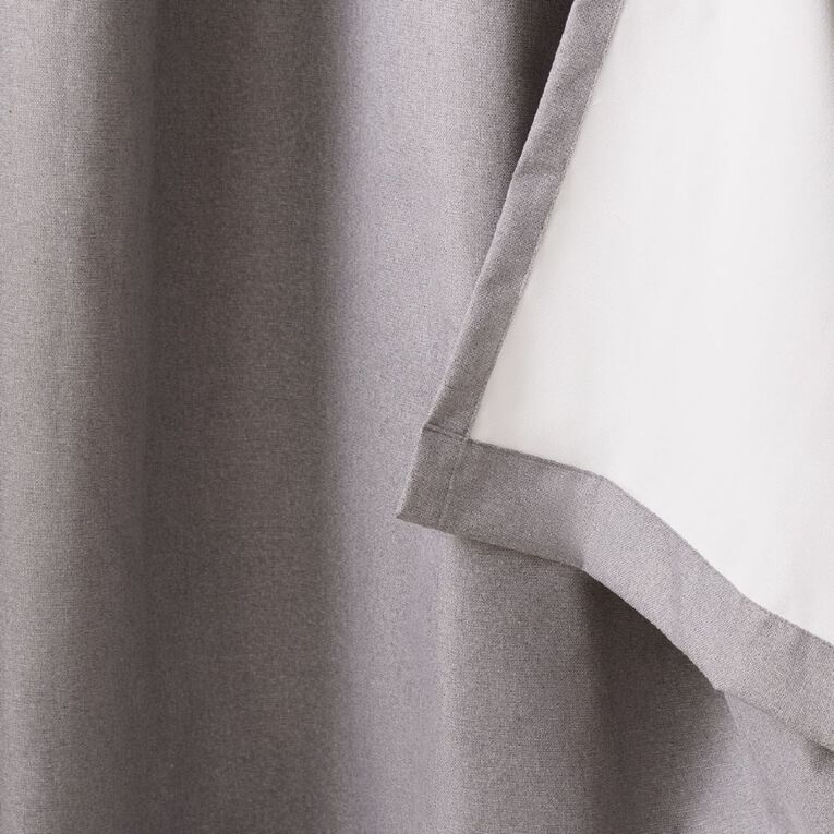 Living & Co Studio Eyelet Curtains Charcoal 230-330cm Wide/205cm Drop, , hi-res