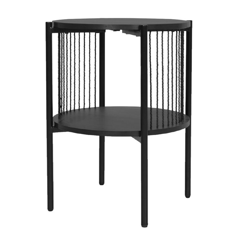 Living & Co Ezra Rope Side Table Black, , hi-res