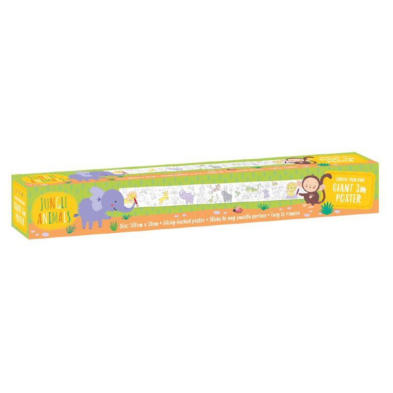 Giant Colouring 3m Poster Jungle Animals, , hi-res