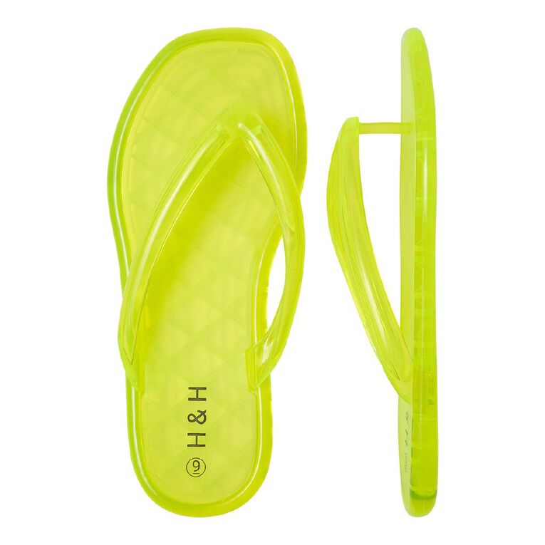H&H Women's Coloured Jelly Beach Thongs, Lime, hi-res