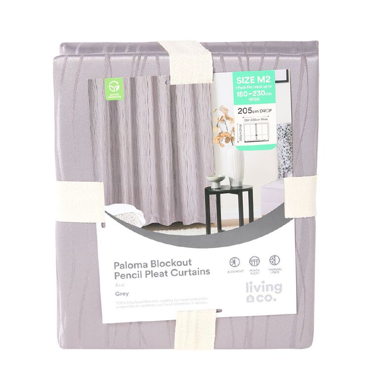 Living & Co Paloma Curtains Grey Light 150-230cm Wide/160cm Drop, Grey Light, hi-res