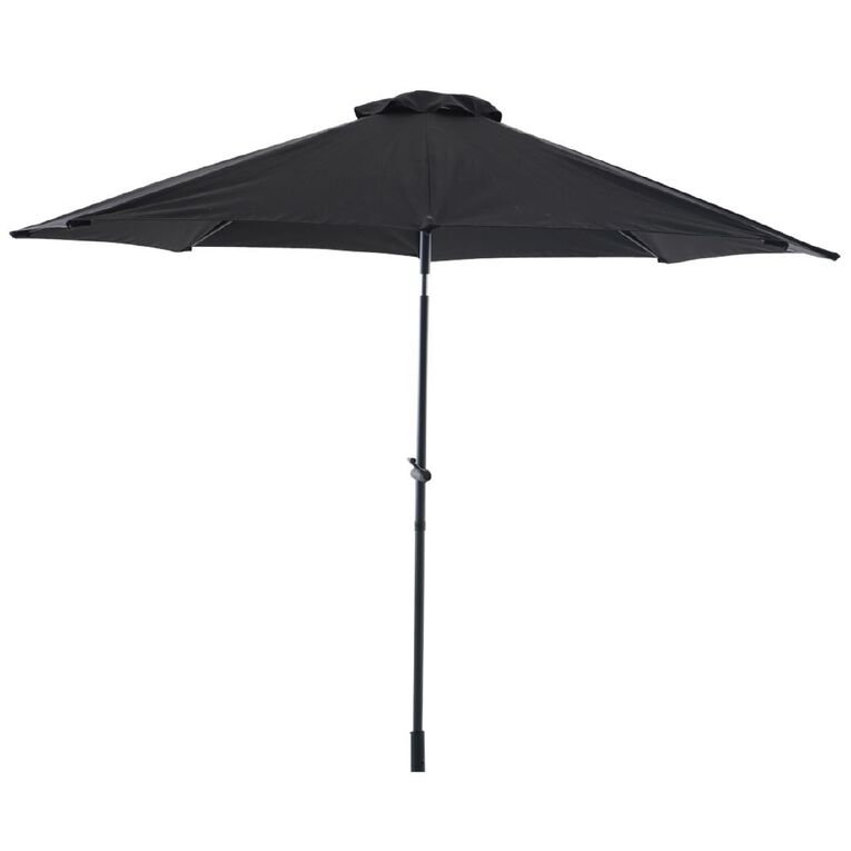 Living & Co Aluminium Market Umbrella Black, , hi-res