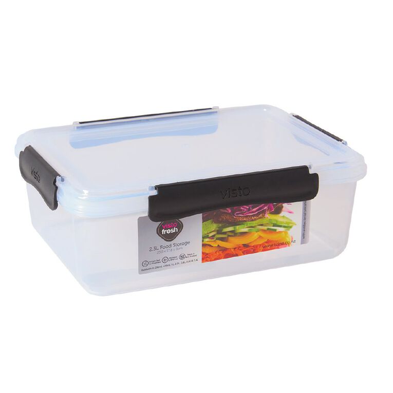 Visto Fresh Storage Container Clear/Charcoal Clips 2.3 Litre, , hi-res