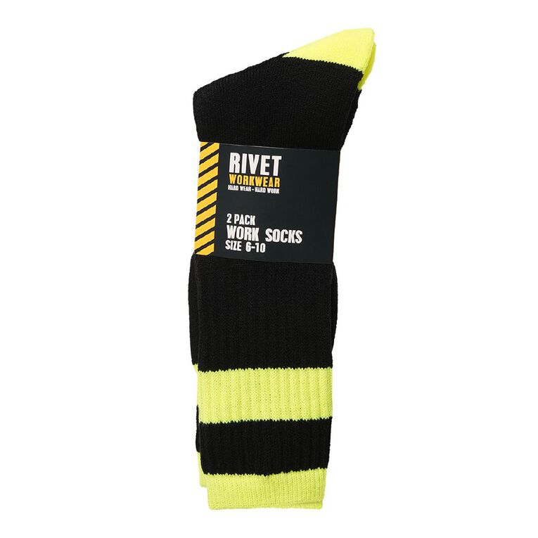 Rivet Men's Fluoro Work Socks 2 Pack, Yellow, hi-res