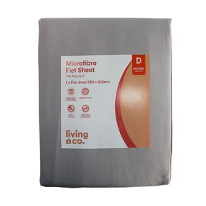 Living & Co Flat Microfibre Sheet Grey Mid Double