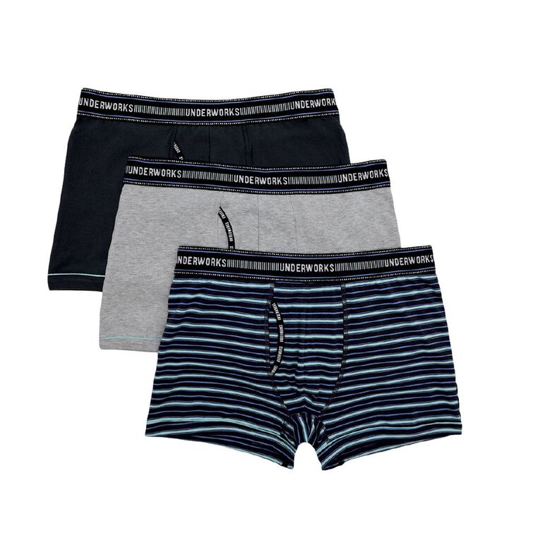 Underworks Men's No Ride Trunks 3 Pack, Grey Marle, hi-res