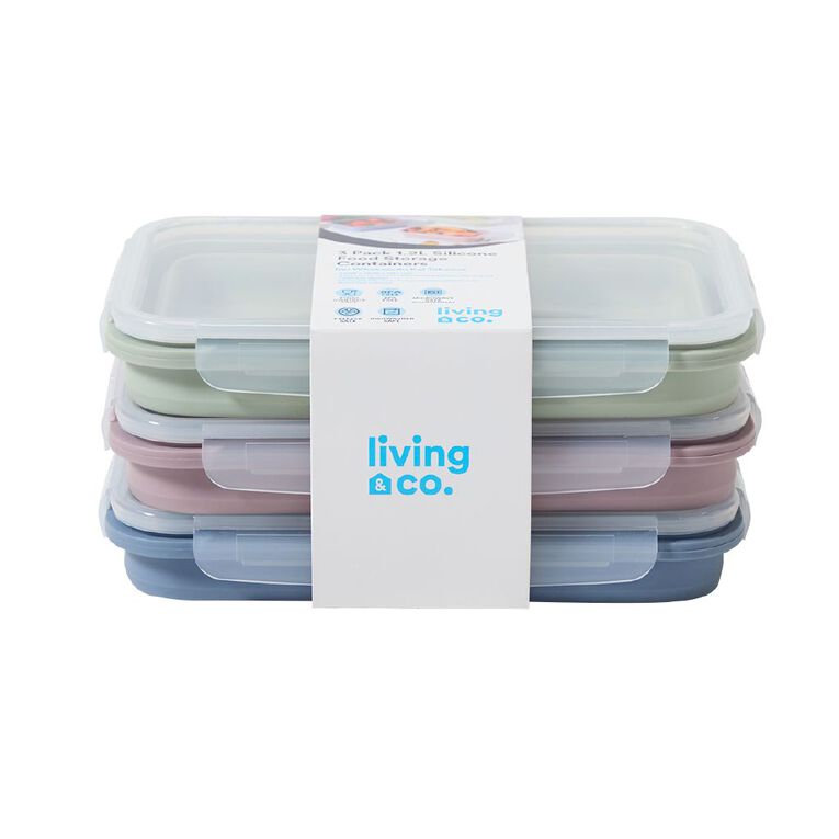 Living & Co Silicone Collapsible Containers 1.2L 3 Pack, , hi-res
