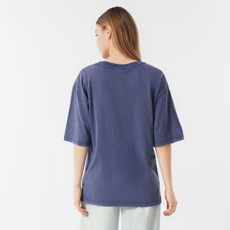 H&H Women's Short Sleeve Slouchy Sports Tee, Blue Mid, hi-res