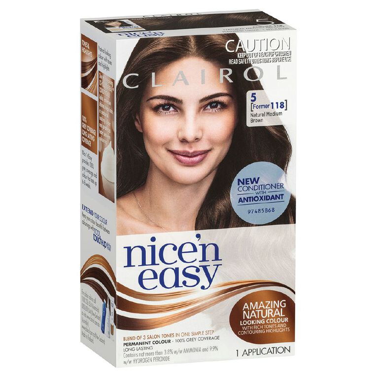 Clairol Nice N Easy Permanent Hair Colour Medium Brown 5, , hi-res