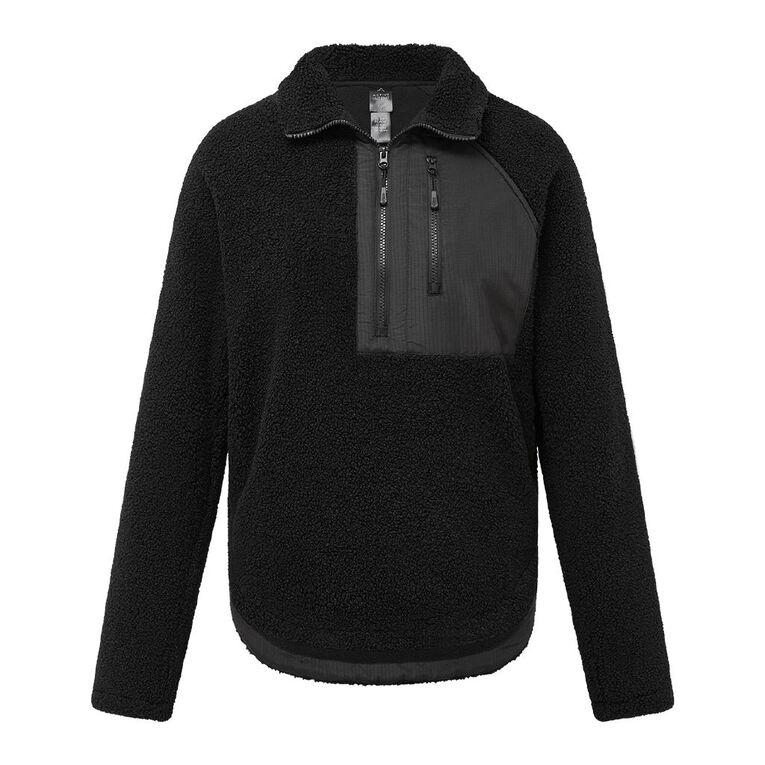 Active Intent Women's 1/4 Zip Active Sherpa Sweatshirt, Black, hi-res