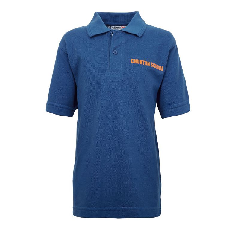 Schooltex Churton School Short Sleeve Polo with Screenprint, Royal, hi-res