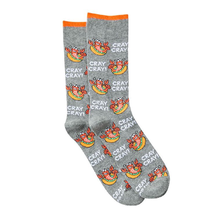 Sock Crew Novelty Socks 1 Pack, Grey, hi-res