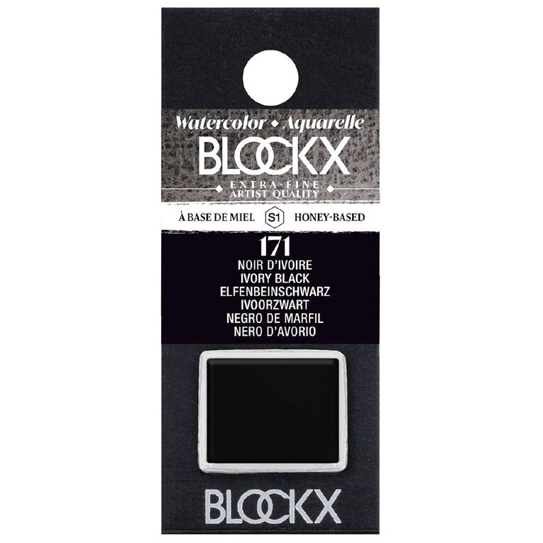 BLOCKX Watercolour Half Pan S1 171 Ivory Black Black, , hi-res