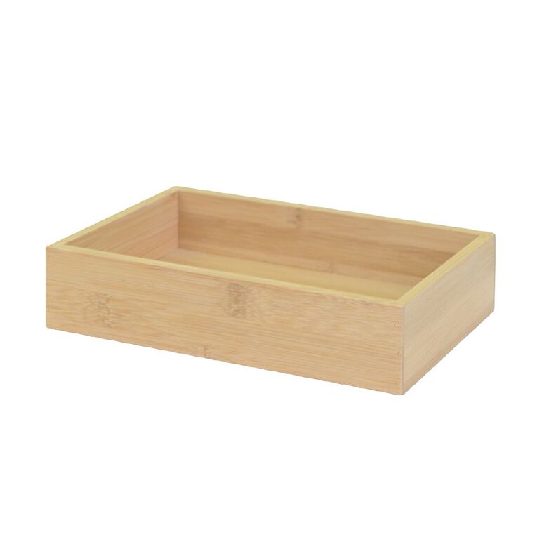Living & Co Naturals Bamboo Small & Wide Deep Drawer Organiser Brown, , hi-res