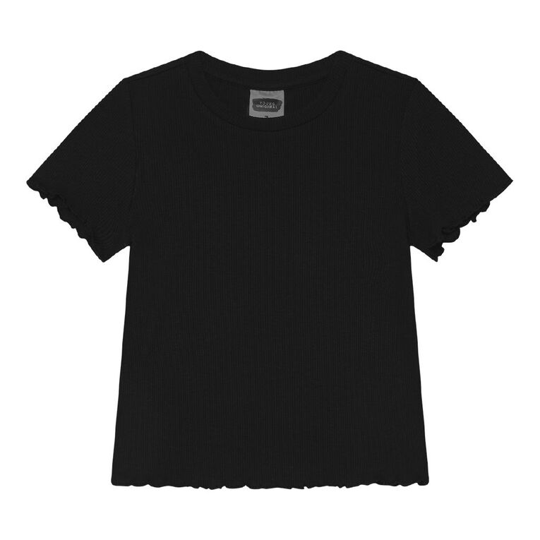 Young Original Short Sleeve Rib Top, Black, hi-res