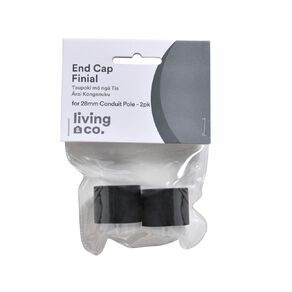 Living & Co Endcap Finial For 28mm Conduit Rod 2 Pack Black